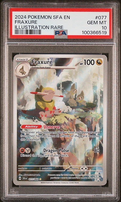 2024 Pokemon Sfa En-shrouded Fable 077 Fraxure Illustration Rare PSA