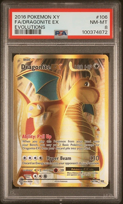 2016 Pokemon Xy Evolutions 106 Full Art/dragonite Ex PSA
