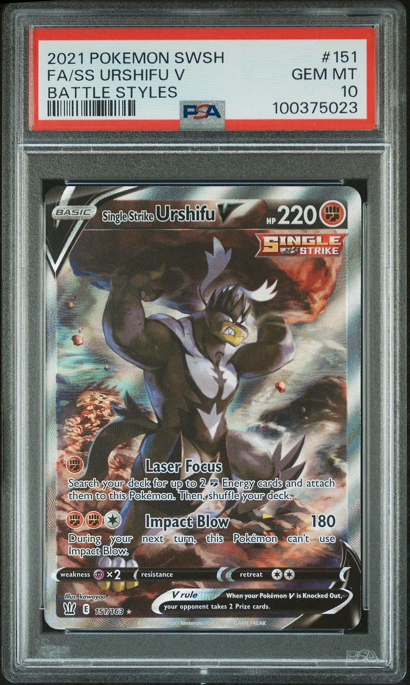 2021 Pokemon Sword & Shield Battle Styles Full Art/single Strike Urshifu V PSA