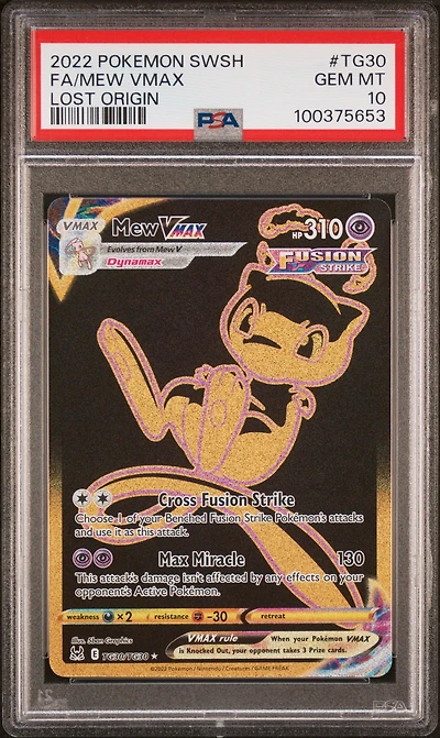 2022 Pokemon Sword & Shield Lost Origin Tg30 Full Art/mew Vmax PSA