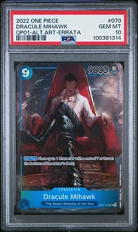 2022 One Piece Op01-romance Dawn 070 Dracule Mihawk Alternate Art-errata PSA 10