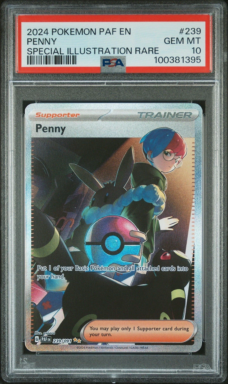 2024 Pokemon Paf En-paldean Fates 239 Penny Special Illustration Rare PSA