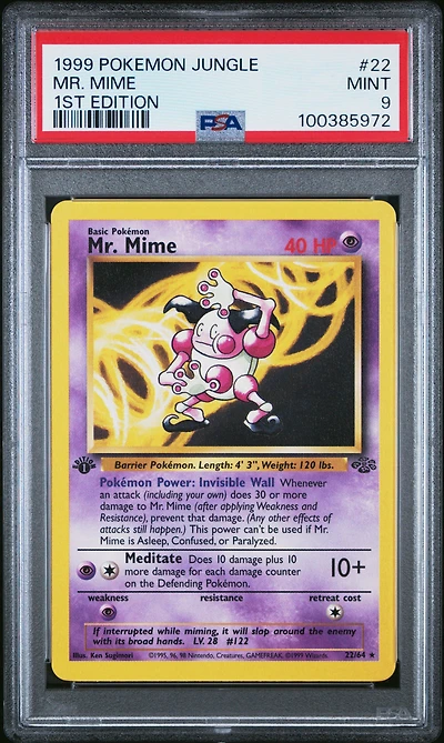 1999 Pokemon Jungle 22 Mr. Mime 1st Edition PSA