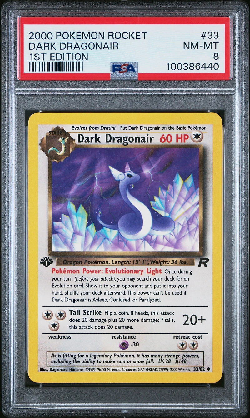 2000 Pokemon Rocket 33 Dark Dragonair 1st Edition PSA