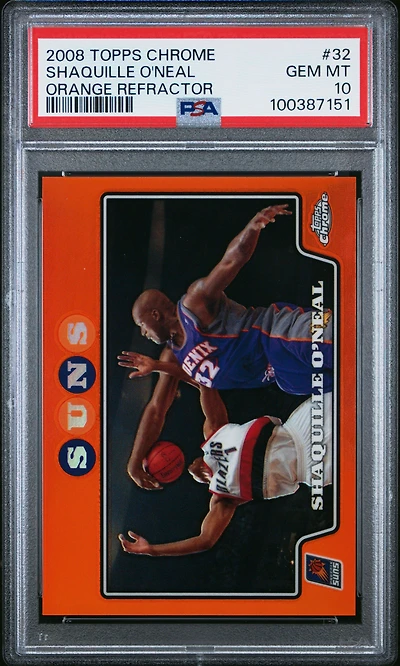 2008 Topps Chrome 32 Shaquille O'neal Orange Refractor PSA 10