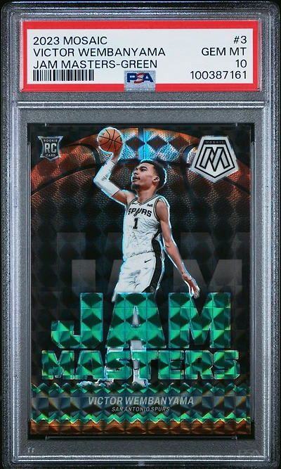 2023 Panini Mosaic Jam Masters 3 Victor Wembanyama Green PSA 10