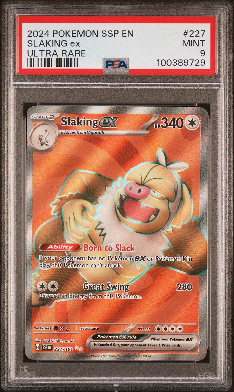 2024 Pokemon Ssp En-surging Sparks 227 Slaking Ex Ultra Rare PSA