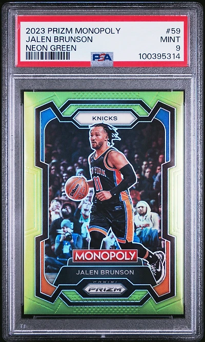 2023 Panini Prizm Monopoly 59 Jalen Brunson Neon Green PSA 9