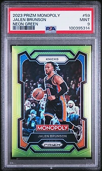 2023 Panini Prizm Monopoly 59 Jalen Brunson Neon Green PSA 9