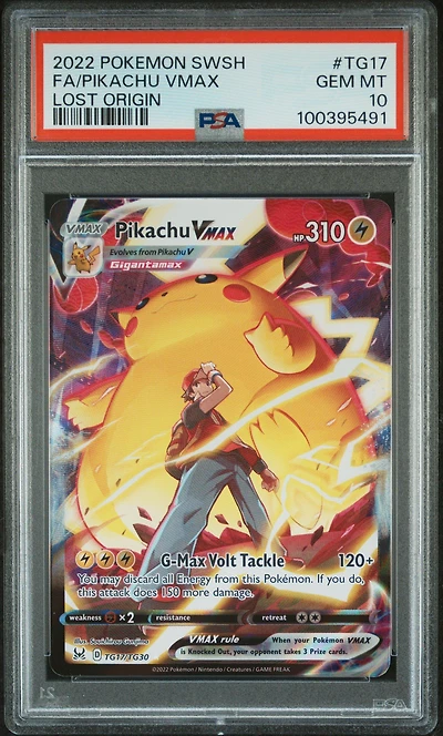 2022 Pokemon Sword & Shield Lost Origin Tg17 Full Art/pikachu Vmax PSA
