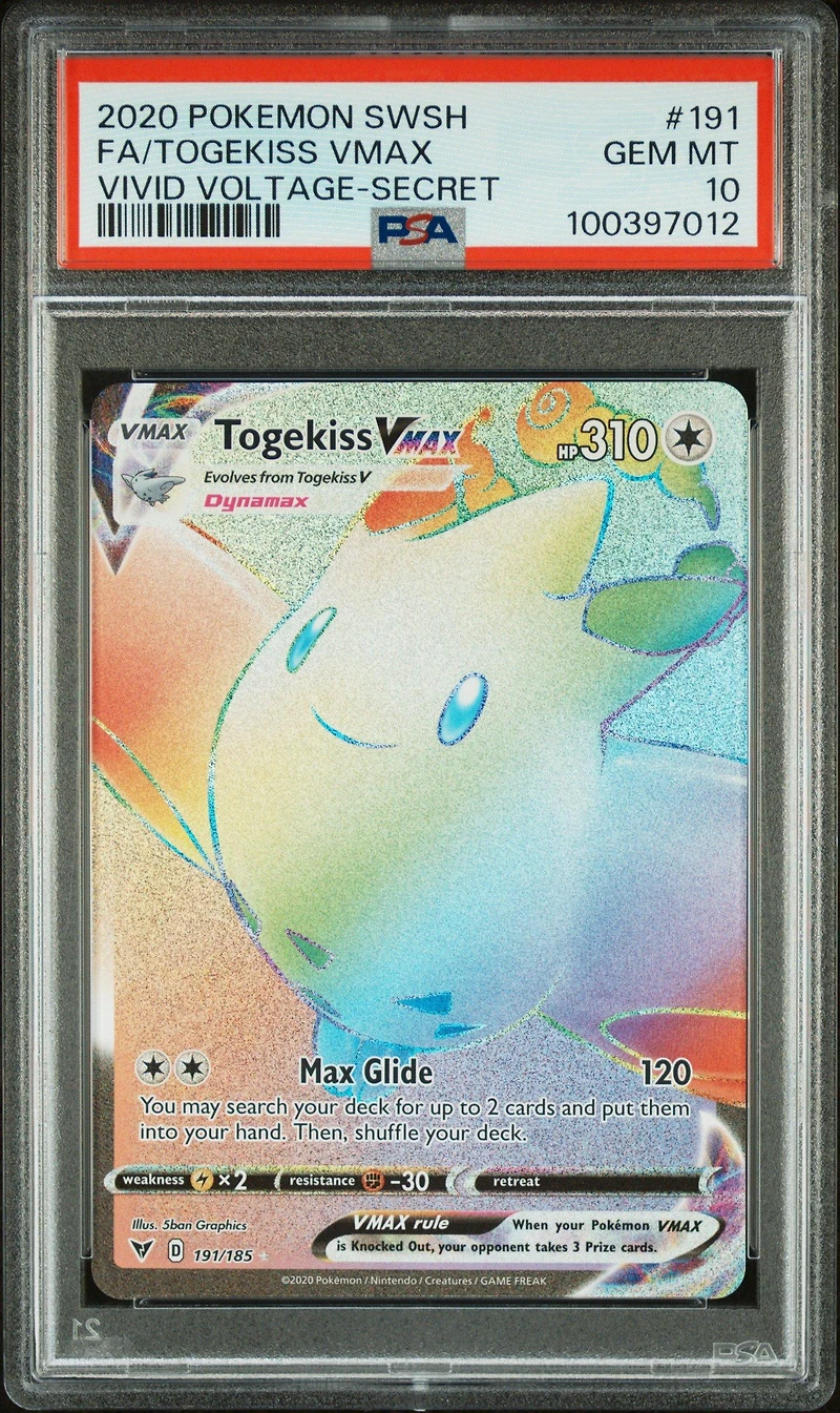 2020 Pokemon Sword & Shield Vivid Voltage 191 Full Art/togekiss Vmax Secret PSA