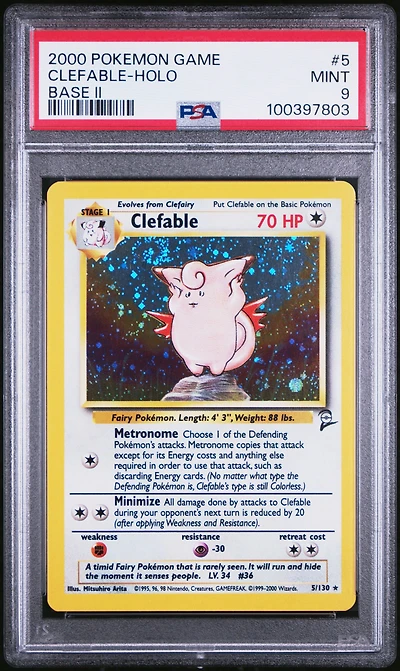 2000 Pokemon Game Base Ii 5 Clefable-holo PSA