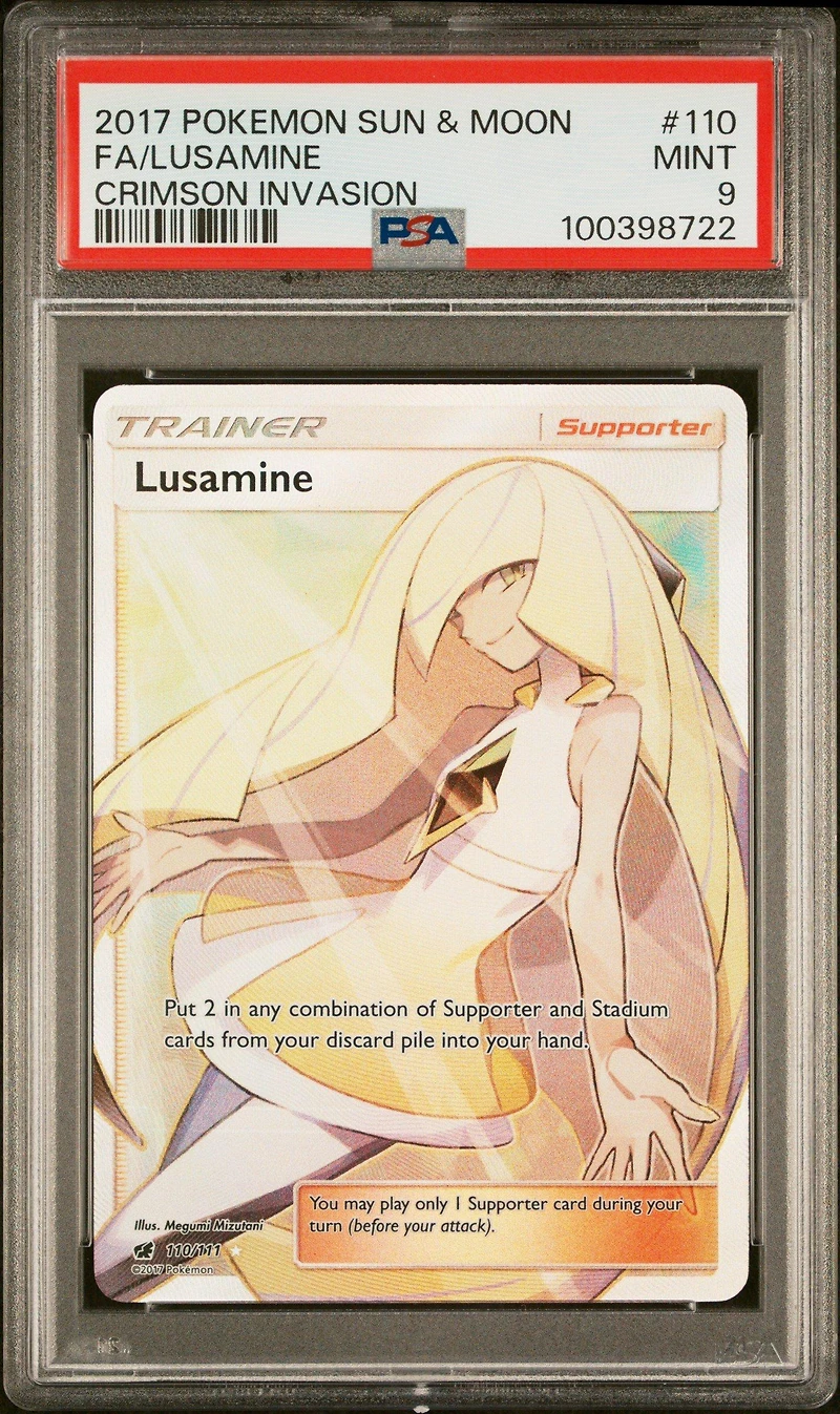 2017 Pokemon Sun & Moon Crimson Invasion 110 Full Art/lusamine PSA
