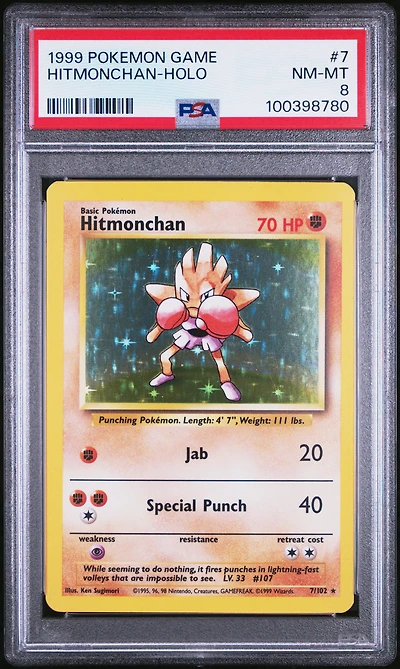 1999 Pokemon Game 7 Hitmonchan-holo PSA