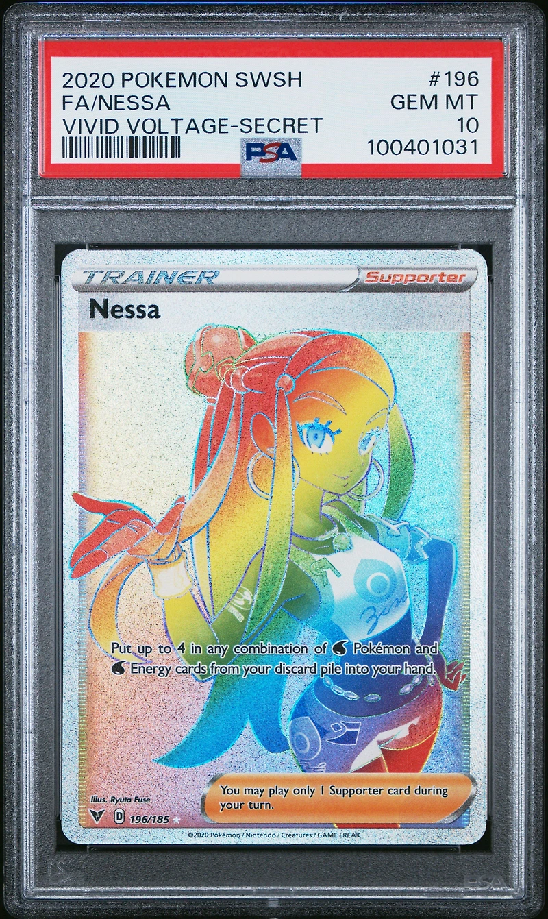 2020 Pokemon Sword & Shield Vivid Voltage 196 Full Art/nessa Secret PSA