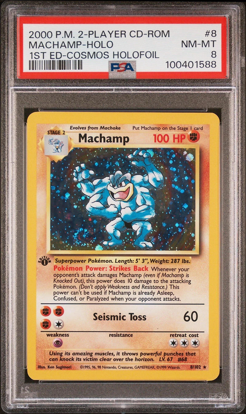 2000 Pokemon 2-player Cd-rom Starter Set 8 Machamp-holo 1st Edition Cosmos Holofoil PSA 8