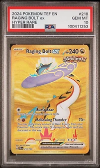 2024 Pokemon Tef En-temporal Forces 218 Raging Bolt Ex Hyper Rare PSA