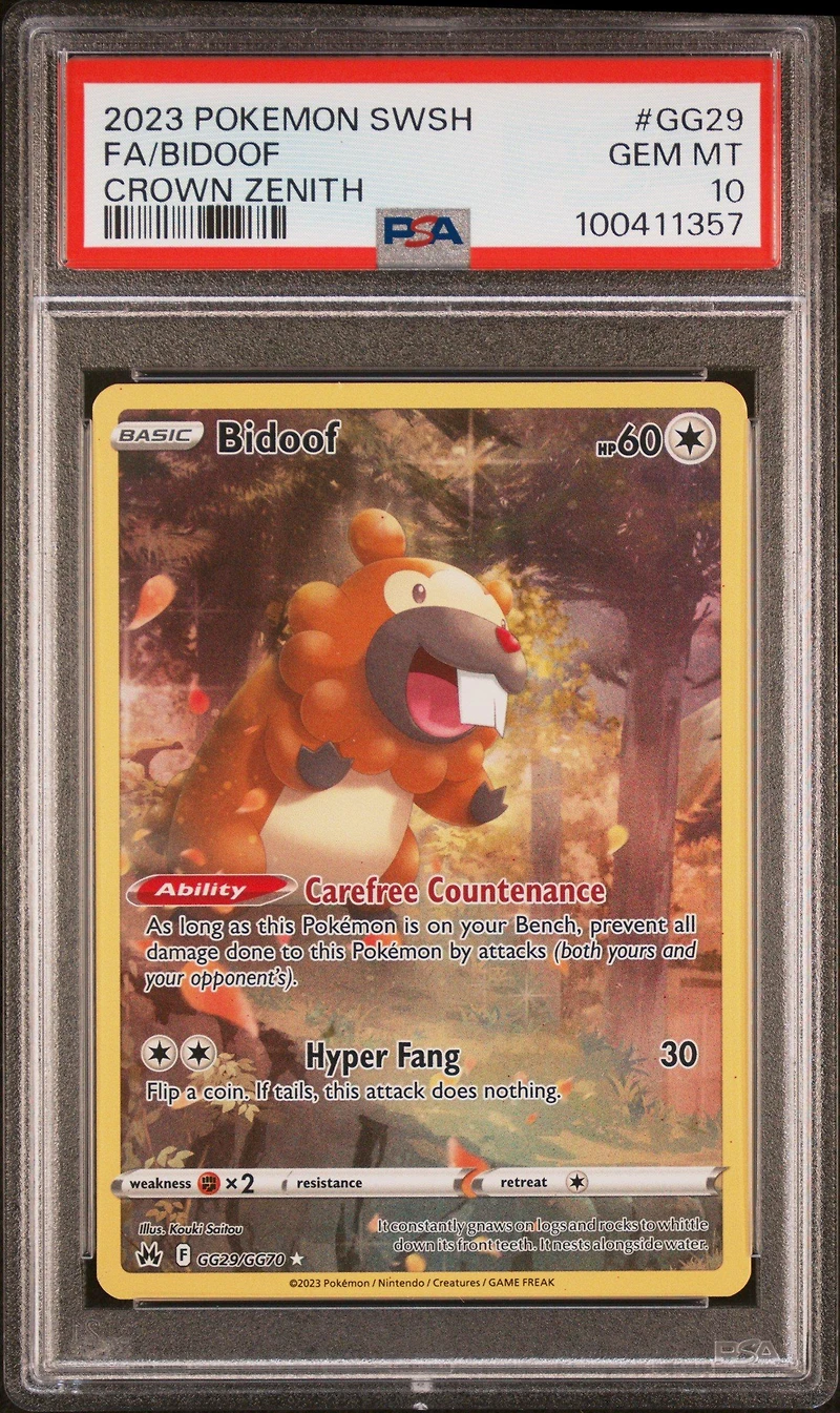 2023 Pokemon Sword And Shield Crown Zenith Gg29 Full Art/bidoof PSA