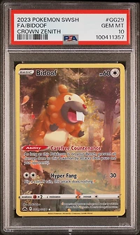 2023 Pokemon Sword And Shield Crown Zenith Gg29 Full Art/bidoof PSA