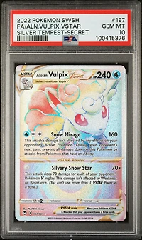 2022 Pokemon Sword & Shield Silver Tempest 197 Full Art/alolan Vulpix Vstar Secret PSA