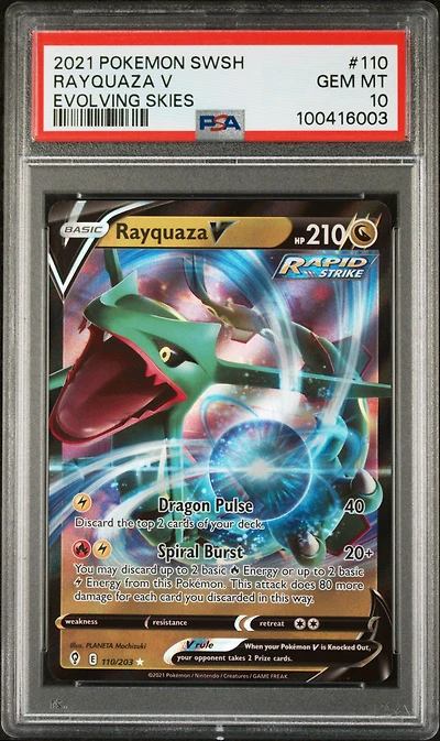 2021 Pokemon Sword & Shield Evolving Skies 110 Rayquaza V PSA