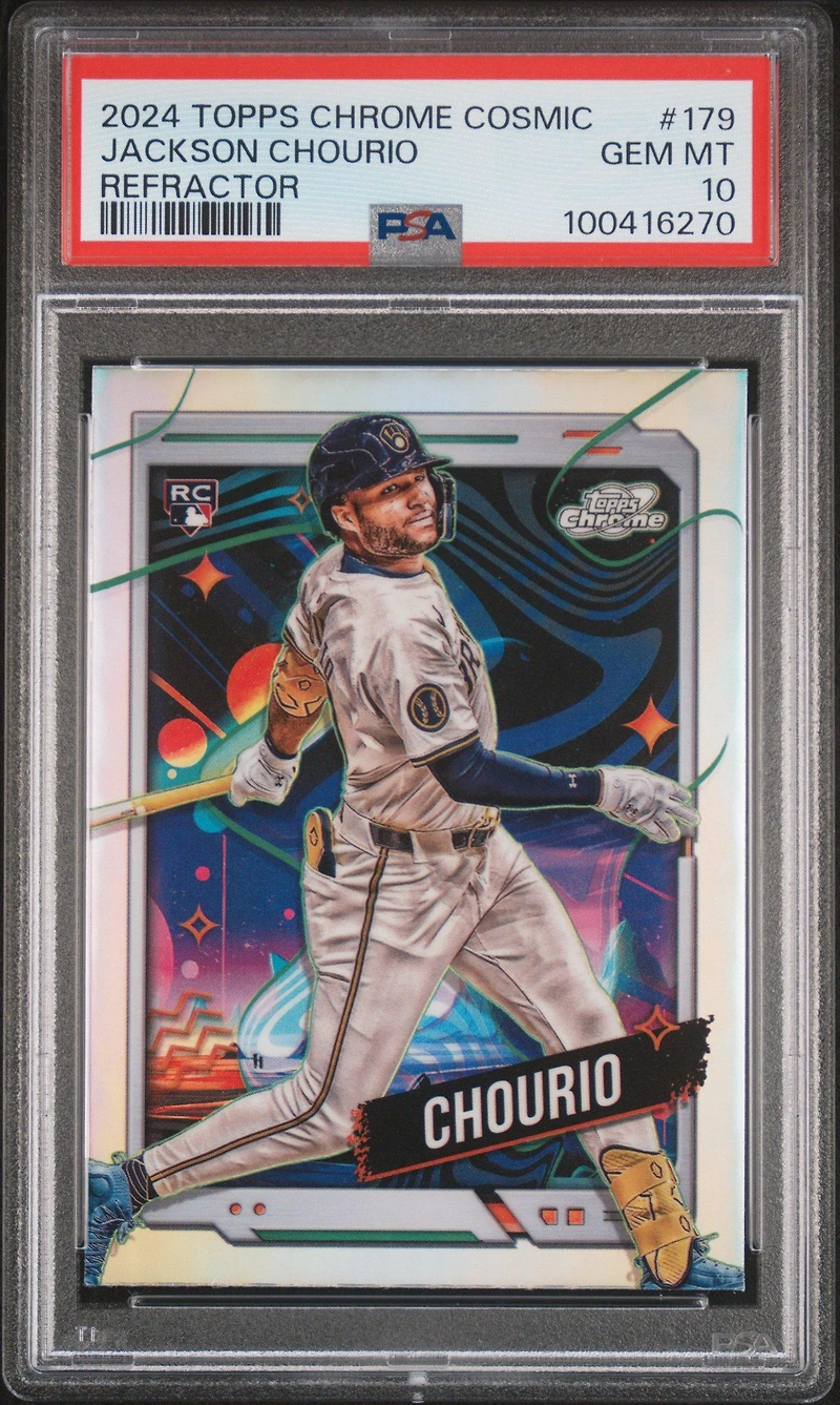 2024 Topps Chrome Cosmic 179 Jackson Chourio Refractor PSA 10