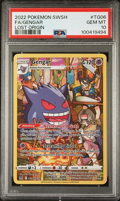 2022 Pokemon Sword & Shield Lost Origin Tg06 Full Art/gengar PSA
