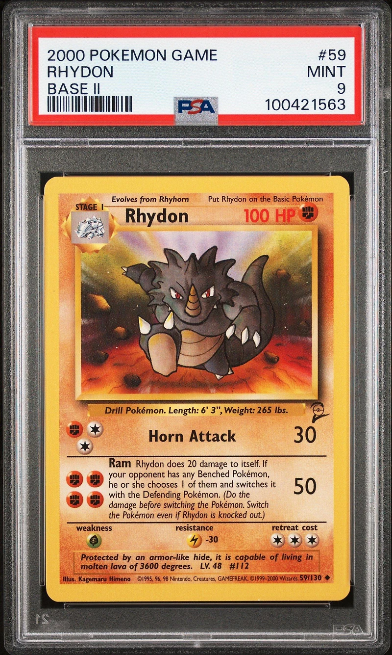 2000 Pokemon Game Base Ii 59 Rhydon PSA 9