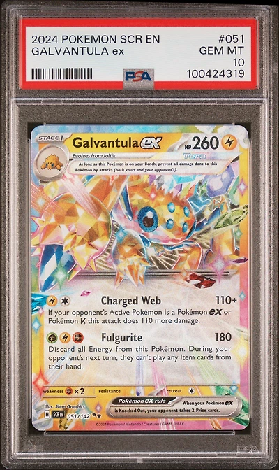 2024 Pokemon Scr En-stellar Crown 051 Galvantula Ex PSA 10