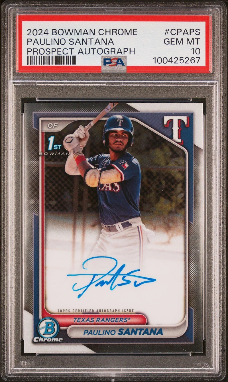 2024 Bowman Chrome Prospect Autographs Cpaps Paulino Santana PSA 10