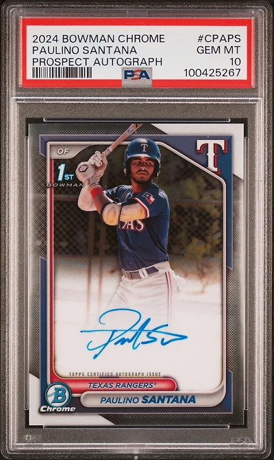 2024 Bowman Chrome Prospect Autographs Cpaps Paulino Santana PSA 10
