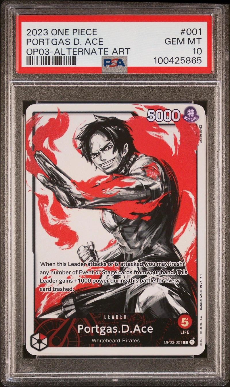 2023 One Piece Pillars Of Strength 001 Portgas D. Ace Alternate Art PSA 10