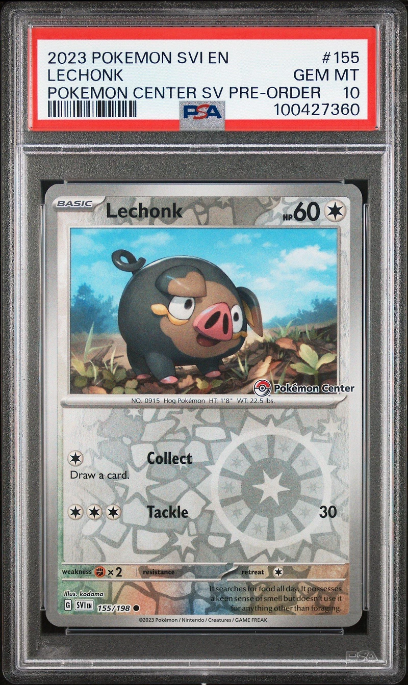 2023 Pokemon Svi En-scarlet & Violet 155 Lechonk Pokemon Center Scarlet & Violet Pre-order Promo PSA