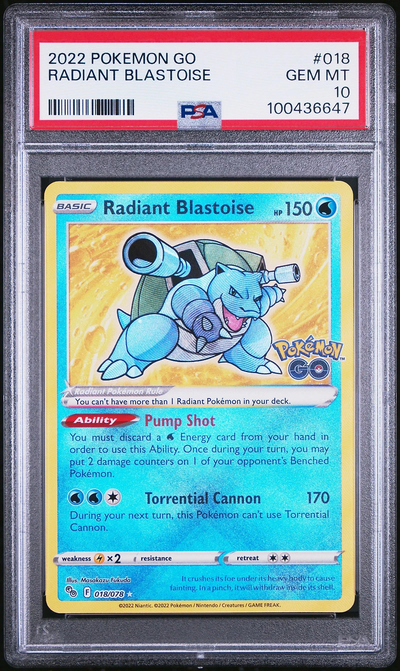 2022 Pokemon Go 018 Radiant Blastoise PSA