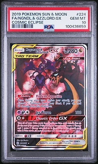 2019 Pokemon Sun & Moon Cosmic Eclipse Full Art/naganadel & Guzzlord Gx PSA