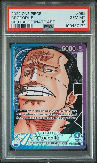 2022 One Piece Op01-romance Dawn 062 Crocodile Alternate Art PSA 10