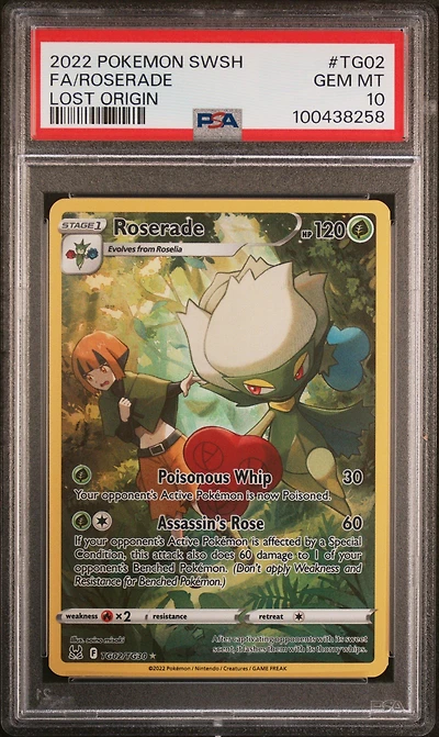 2022 Pokemon Sword & Shield Lost Origin Tg02 Full Art/roserade PSA