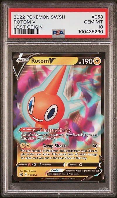 2022 Pokemon Sword & Shield Lost Origin 058 Rotom V PSA 10