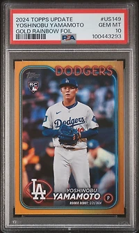 2024 Topps Update Us149 Yoshinobu Yamamoto Gold Rainbow Foil PSA 10