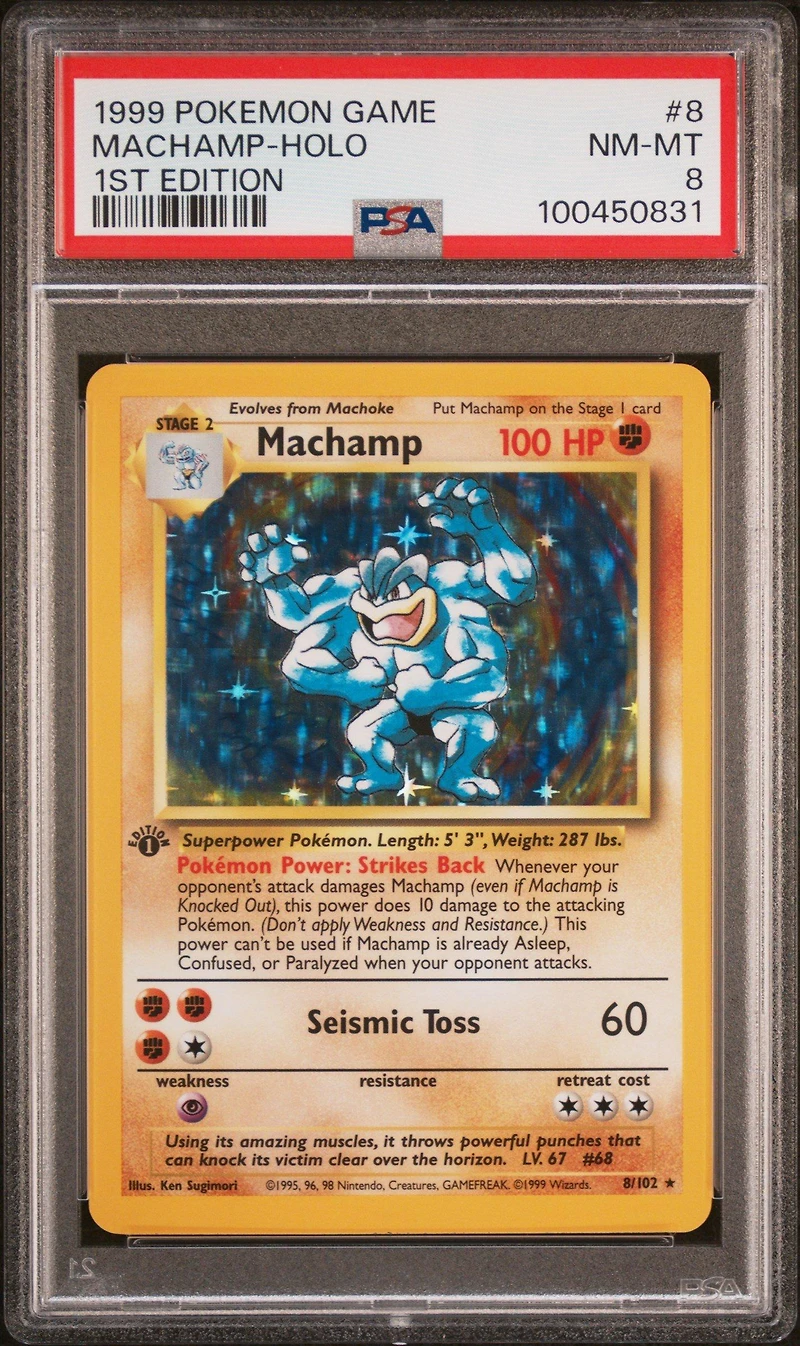 1999 Pokemon Game 8 Machamp-holo 1st Edition PSA 8