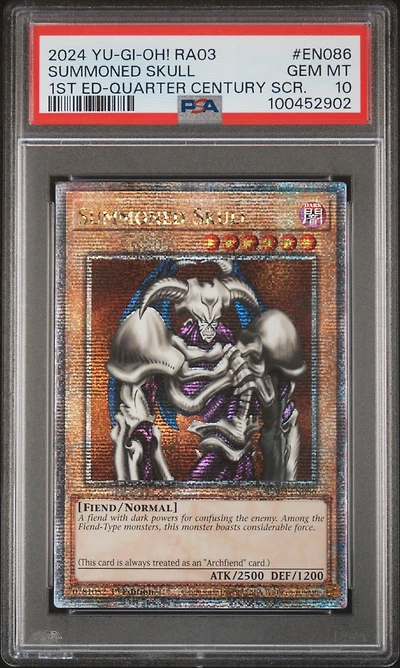 2024 Yu-gi-oh! Ra03-quarter Century Bonanza En086 Summoned Skull 1st Edition-quarter Century Secret Rare PSA 10