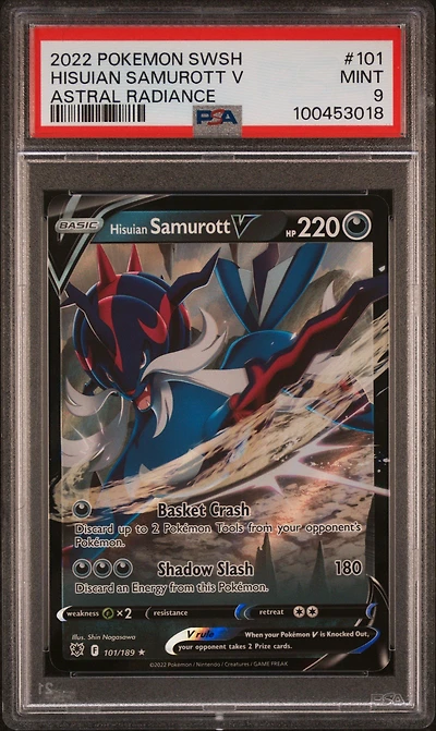 2022 Pokemon Sword & Shield Astral Radiance 101 Hisuian Samurott V PSA