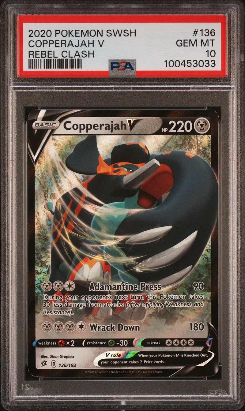 2020 Pokemon Sword & Shield Rebel Clash 136 Copperajah V PSA 10