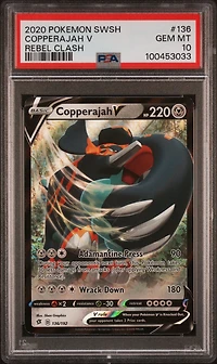 2020 Pokemon Sword & Shield Rebel Clash 136 Copperajah V PSA 10