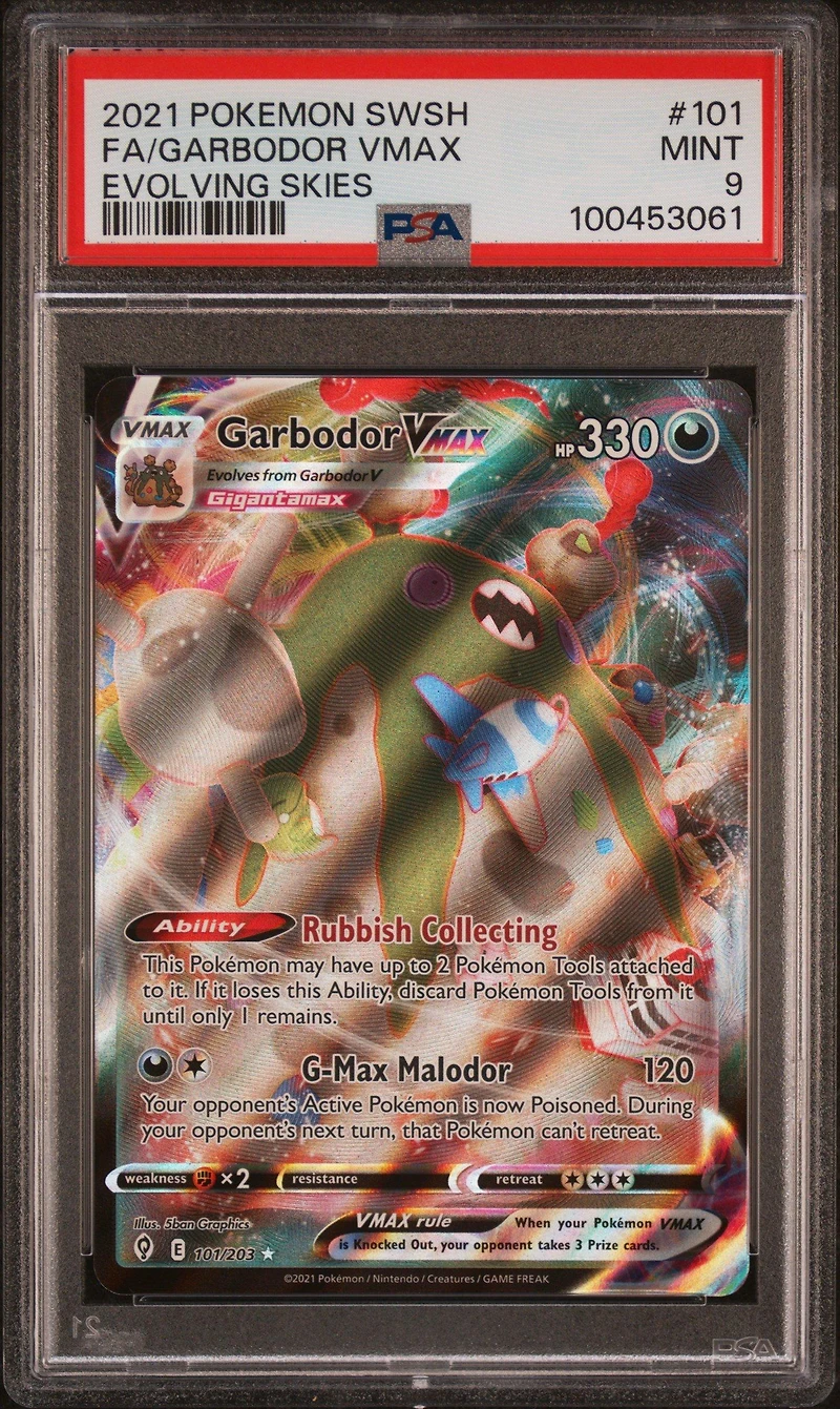 2021 Pokemon Sword & Shield Evolving Skies 101 Full Art/garbodor Vmax PSA