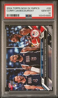 2024 Topps Now Olympic Games 26 Kevin Durant/lebron James/steph Curry PSA