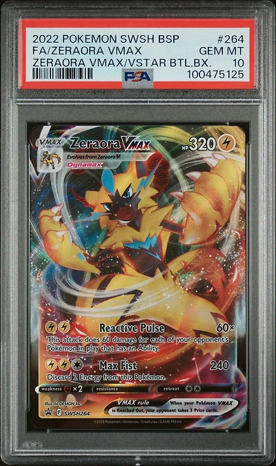 2022 Pokemon Swsh Black Star Promo 264 Full Art/zeraora Vmax Zeraora Vmax & Vstar Battle Box PSA