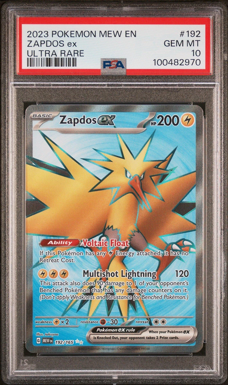2023 Pokemon Mew En-151 192 Zapdos Ex Ultra Rare PSA