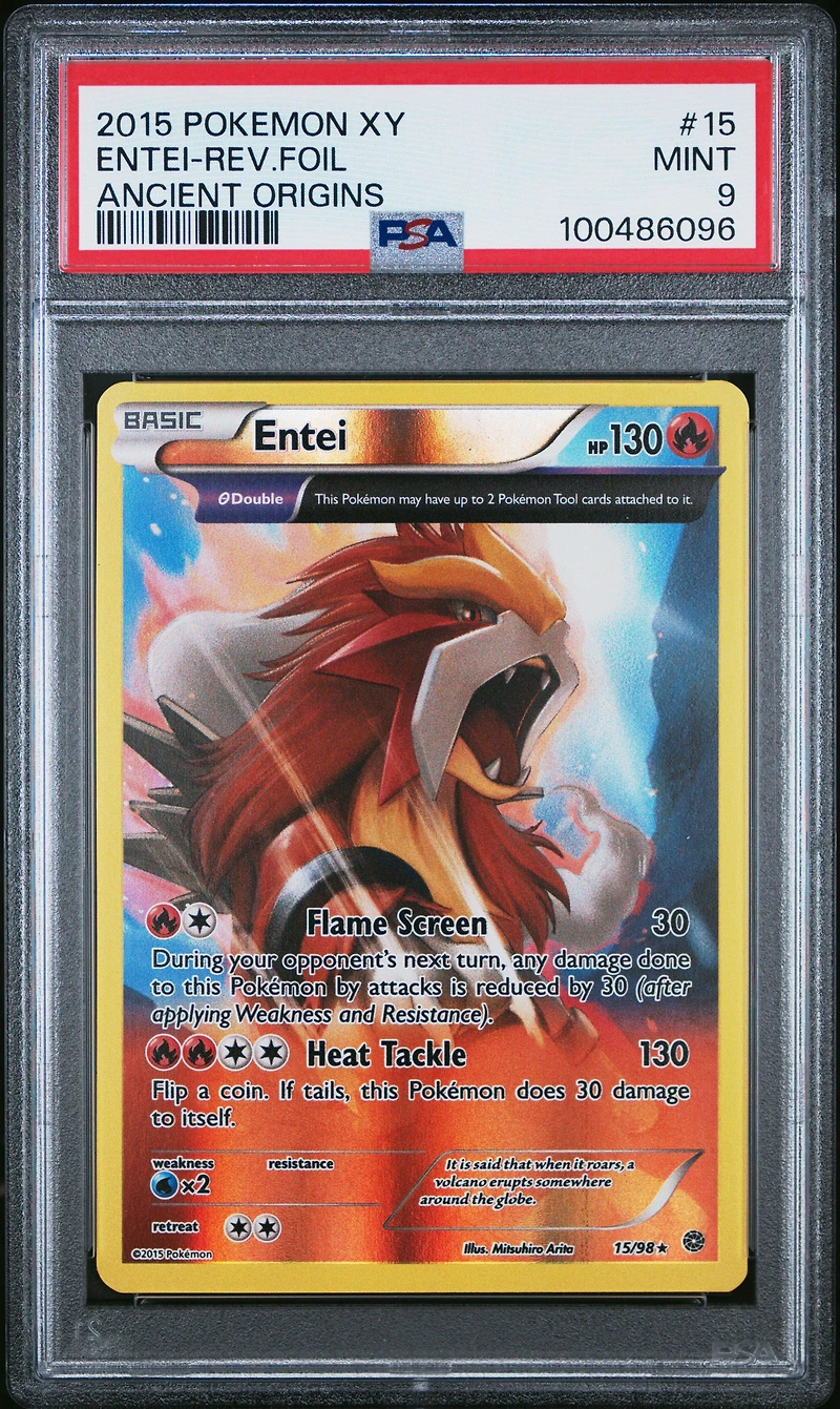 2015 Pokemon Xy Ancient Origins 15 Entei-reverse Foil PSA 9