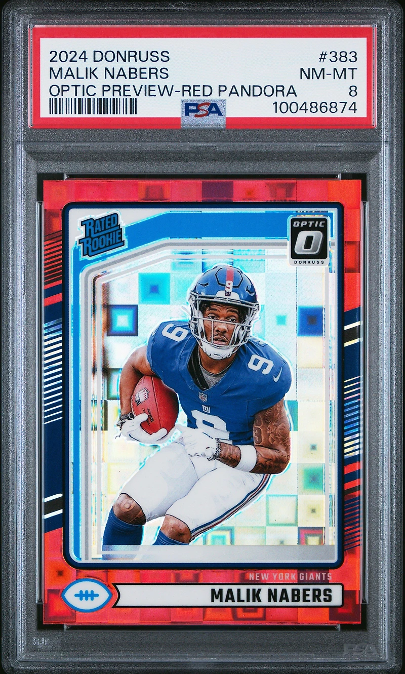 2024 Panini Donruss 383 Malik Nabers Optic Preview-red Pandora PSA
